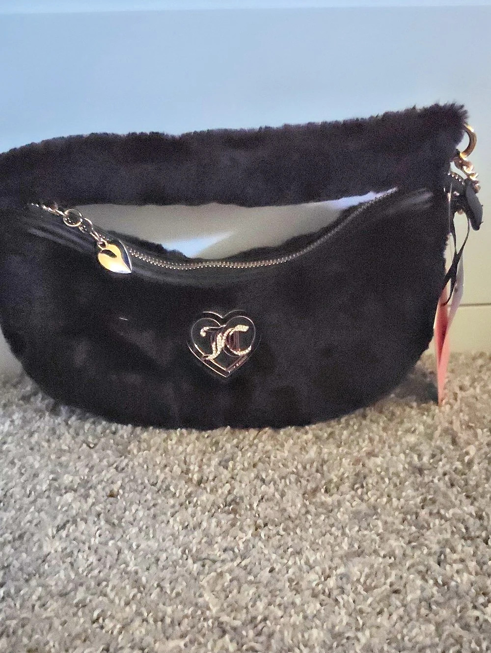 Juicy Couture Let's Get Cozy Shoulder Bag Black NWT